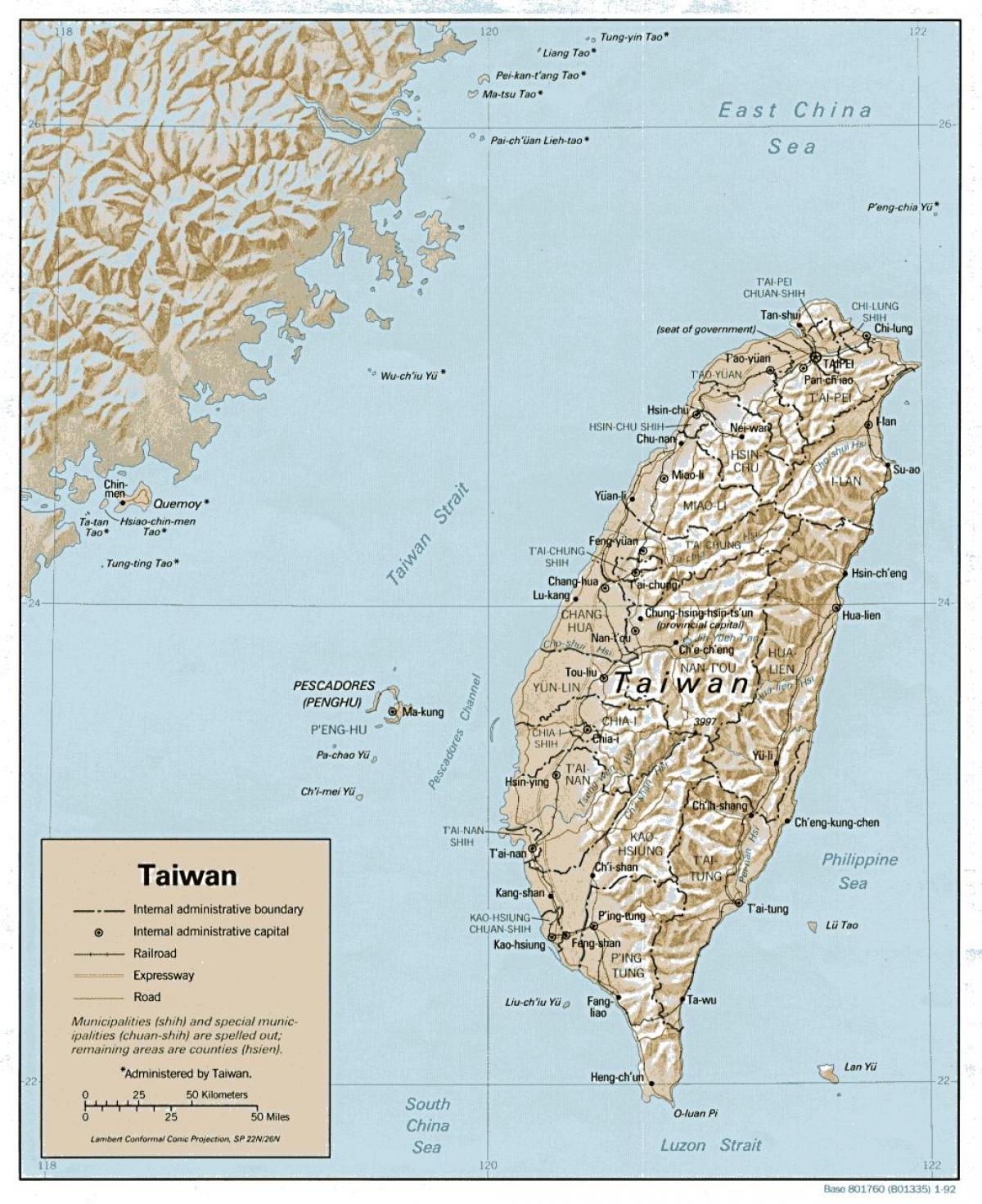 Karta Tajvan cerf 