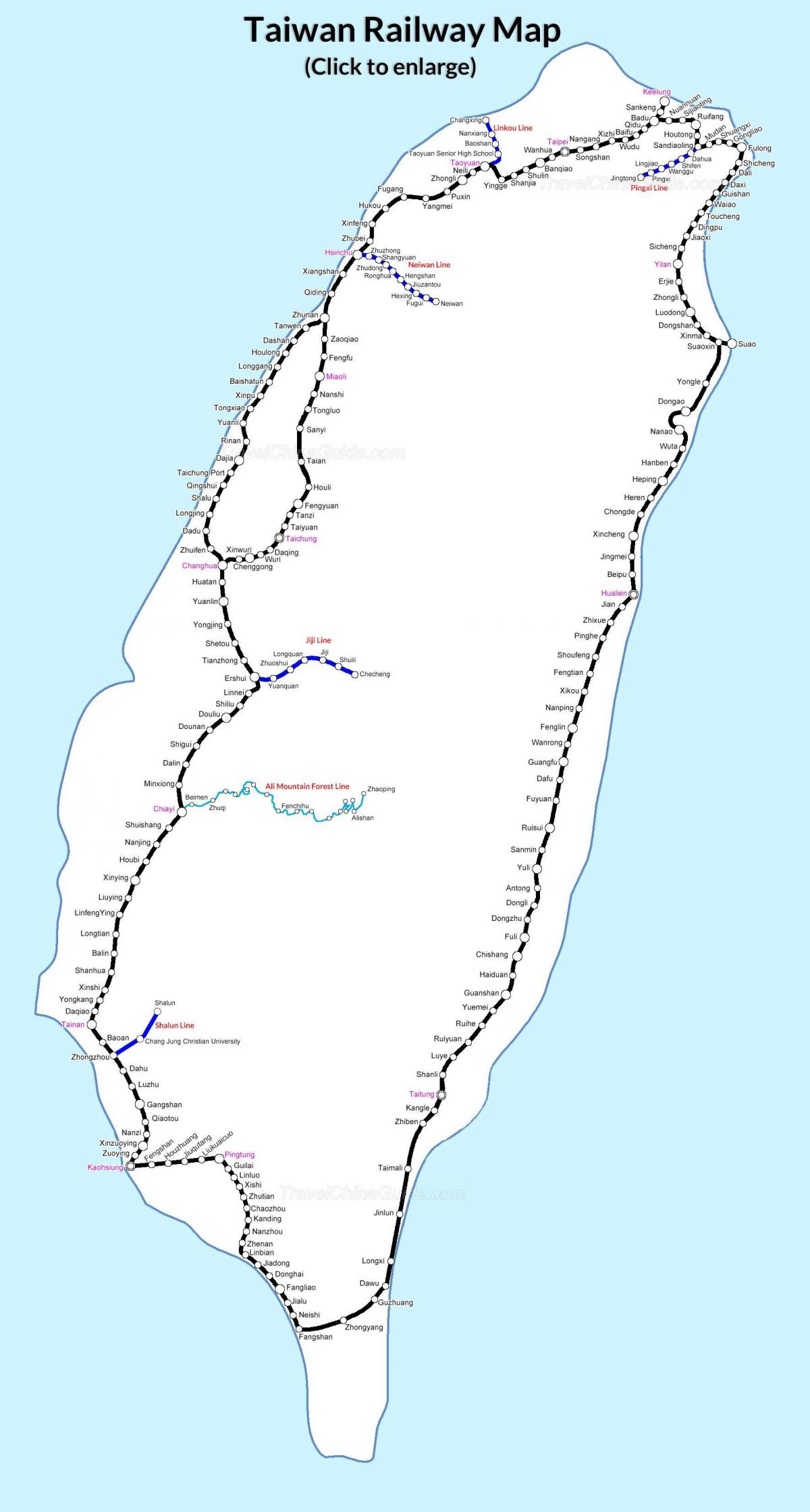 karta željeznice Tajvan