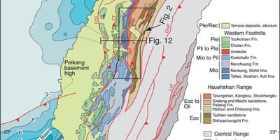 Karta Tajvan geoloških