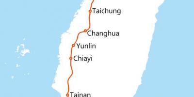 Tajvanski high-speed željezničke rute na karti